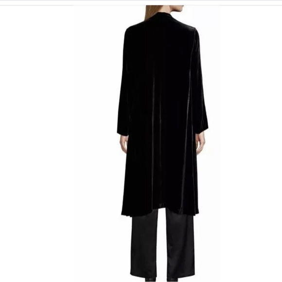 NWT EILEEN FISHER BLACK VELVET SHAWL COLLAR LONG JACKET $438 COAT sold out - Picture 7 of 12